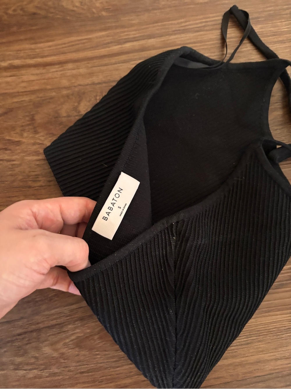 Babaton Ribbed Black Halter Crop Top - Picture 4 of 4